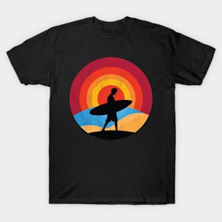 Vintage Sunset Surfing Gift For Surfers T-Shirt